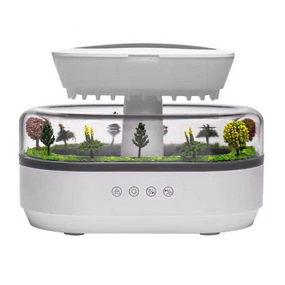 Humidificador gotas de lluvia con sonidos blancos y luz relajante